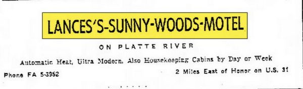 Sunny Woods Resort (Lances Sunny Woods Motel) - Aug 5 1958 Ad (newer photo)